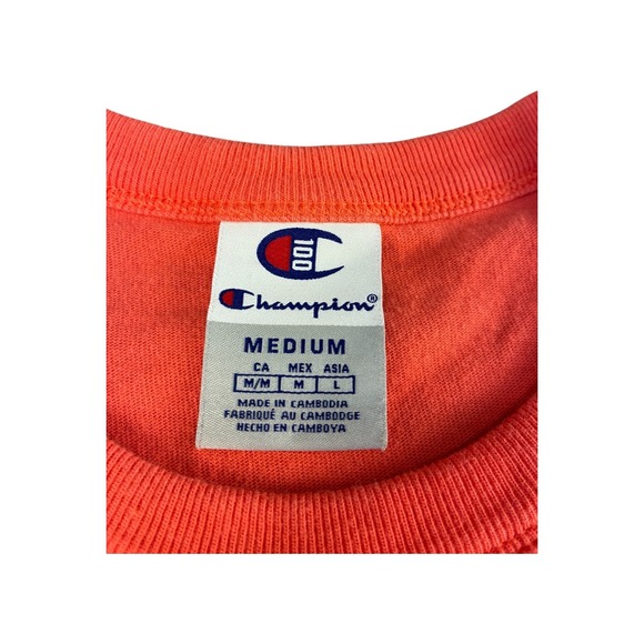 Champion 100th Anniversary Orange Graphic T Shirt Medium M Logo Tee - Picture 6 of 8